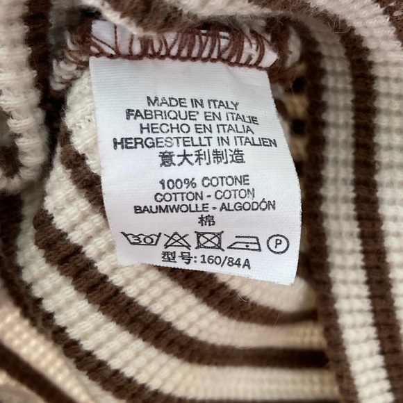 Brandy Melville | Brown & Cream Striped Waffle Knit Long Sleeve Top Size Medium - Picture 6 of 6